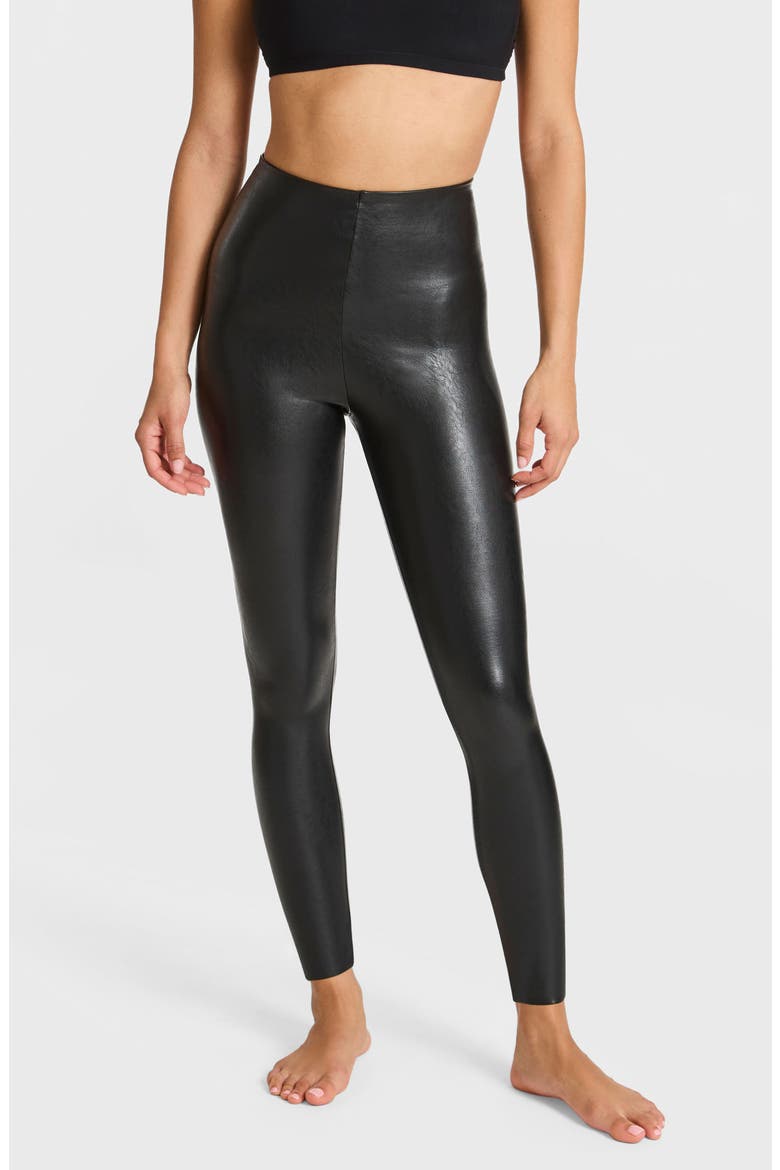 Faux Leather 7/8 Leggings, Main, color, BLACK