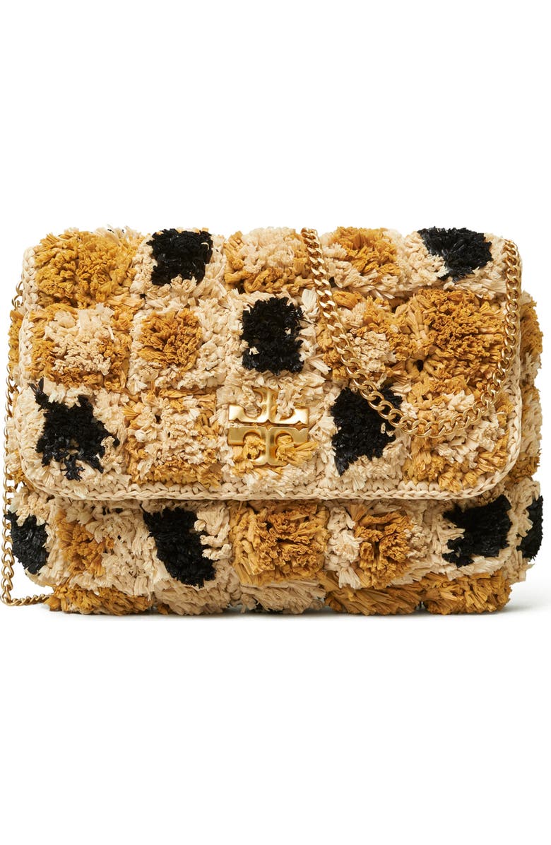 Tory Burch Mini Kira Raffia Rosette Crossbody Bag, Main, color,