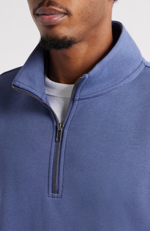 Bp. Cotton Blend Fleece Quarter Zip Pullover In Blue Indigo