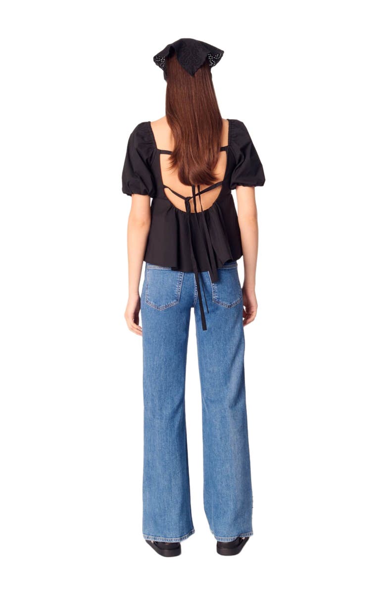 maje Embroidered jeans with rhinestones, Alternate, color, 