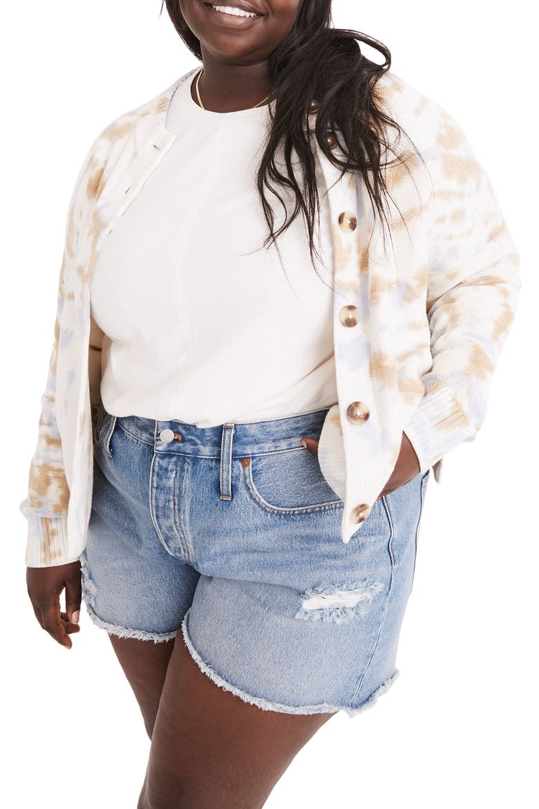 Tie Dye Broadway Cardigan Sweater, Main, color, BRIGHT IVORY