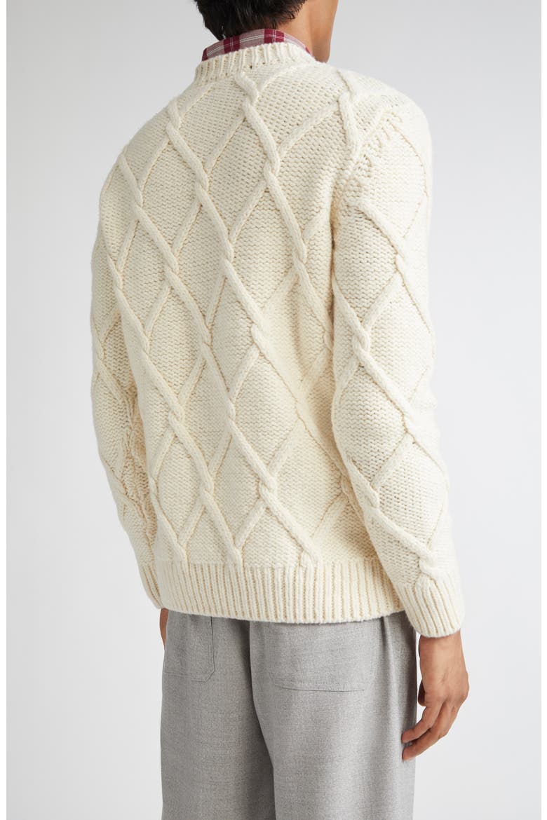 Diamond Stitch Wool Sweater, Alternate, color, WHITE
