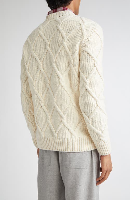 Eleventy Diamond Stitch Wool Sweater In White