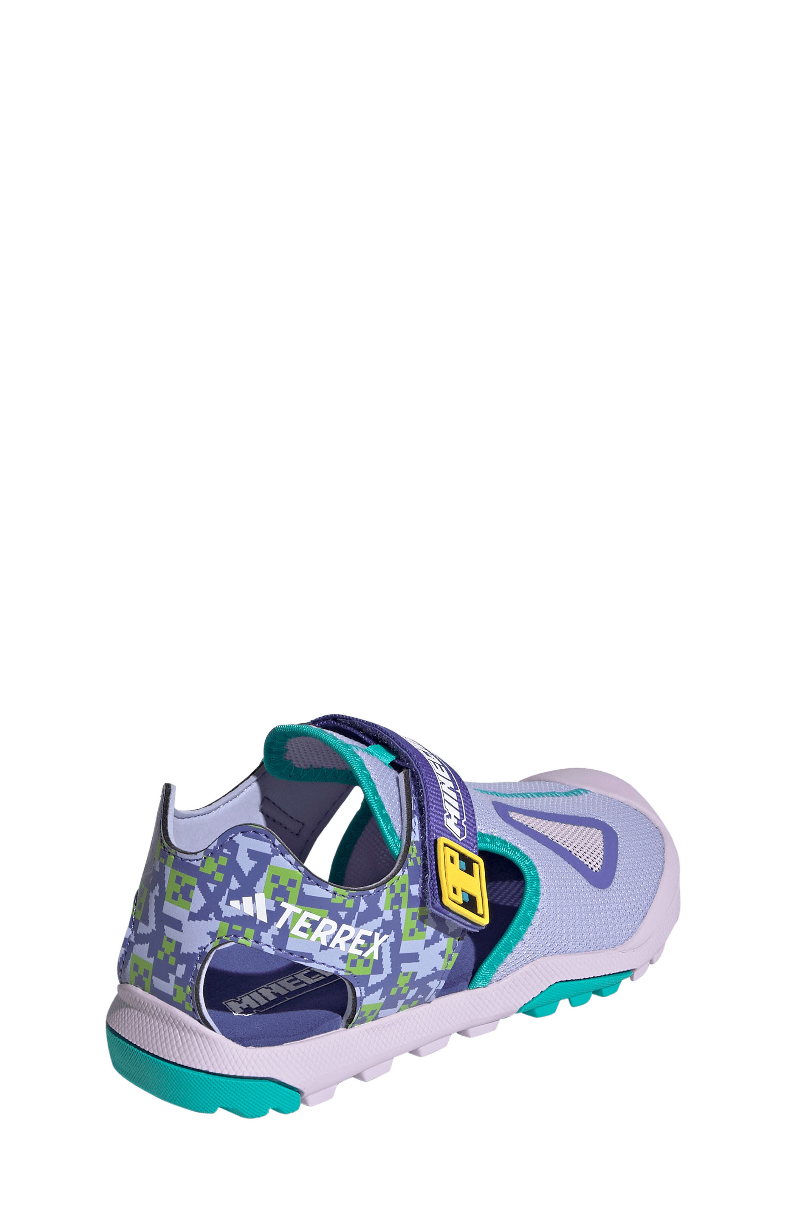 adidas x Minecraft Kids' Terrex Cap Toe Sandal, Alternate, color, Violet/ Cobalt/ Mint