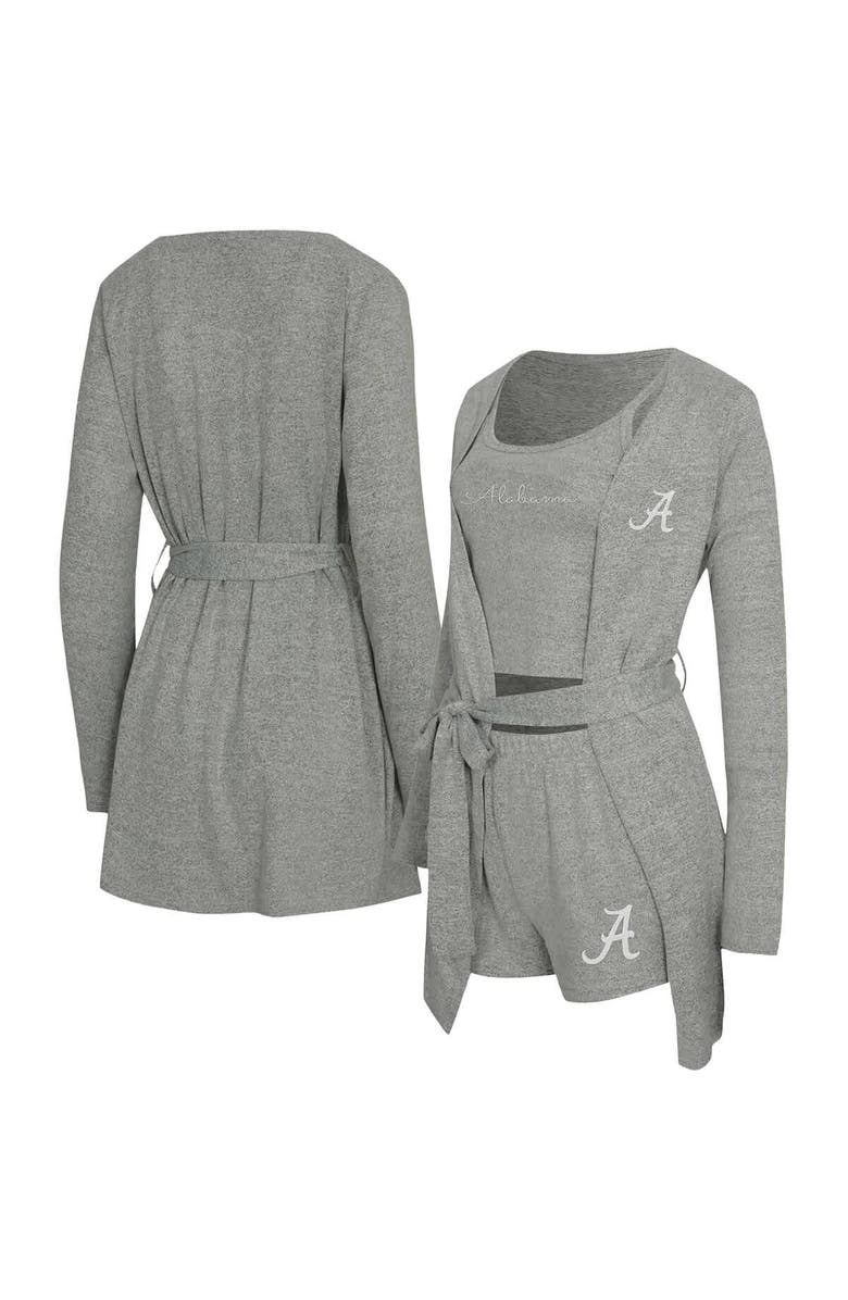 CONCEPTS SPORT Women's Concepts Sport Gray Alabama Crimson Tide Rigor Three-Piece Tank, Short & Robe Set, Main, color,