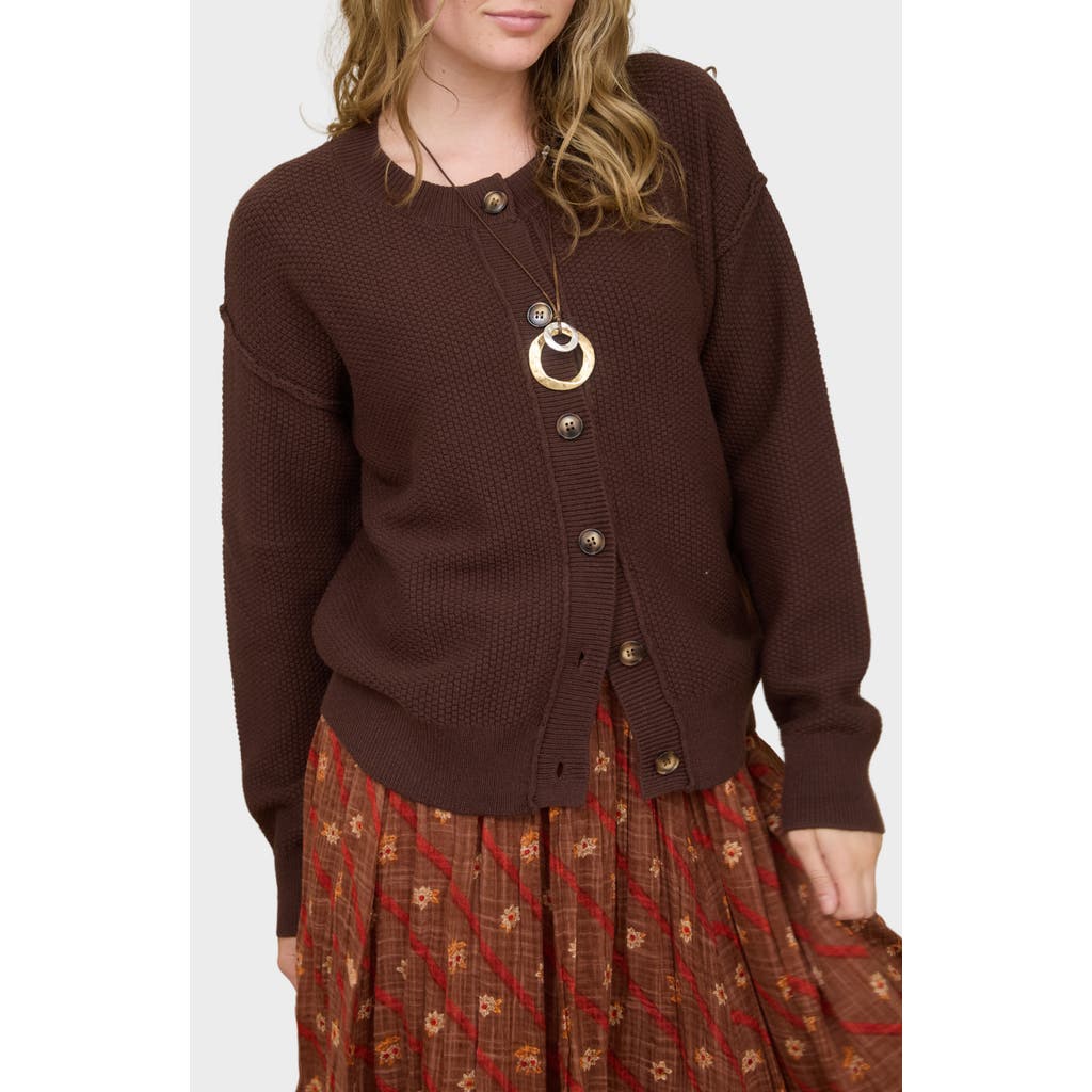 Blu Pepper Button Down Cardigan In Brown