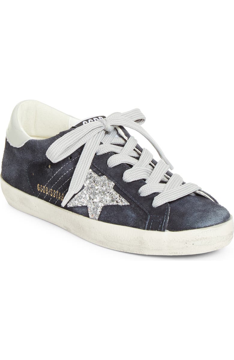 Golden Goose Super-Star Low Top Sneaker, Main, color, Navy Blue/ Silver/ Light Gray