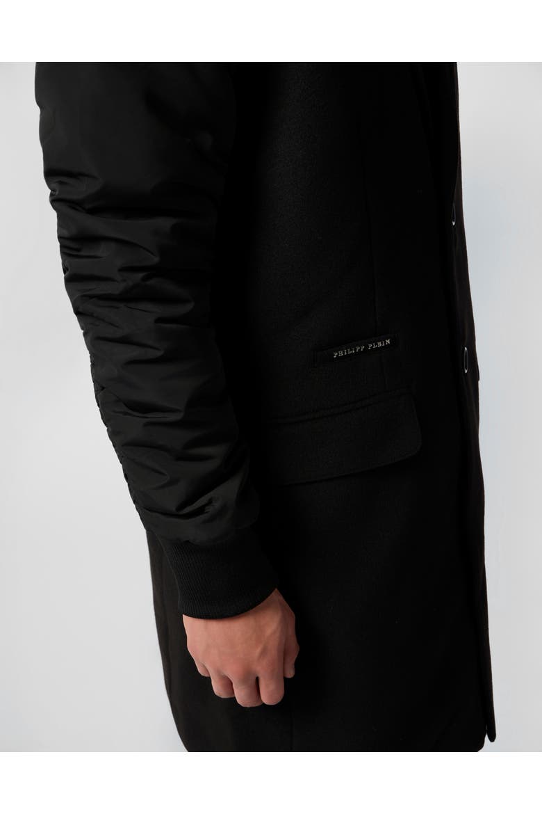 Single Breast Hooded Coat Men, Alternate, color, black
