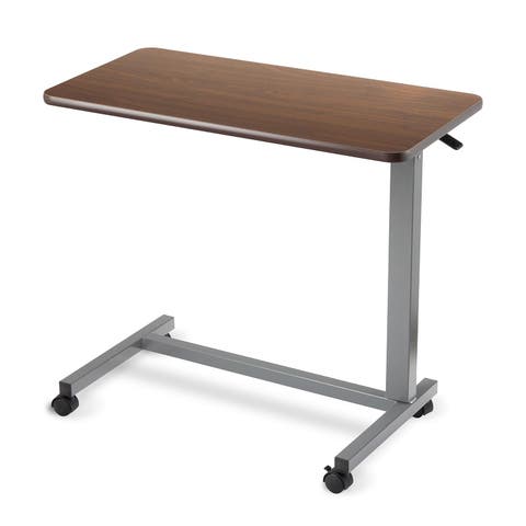 Adjustable Medical Bedside Table with L-Shaped Base