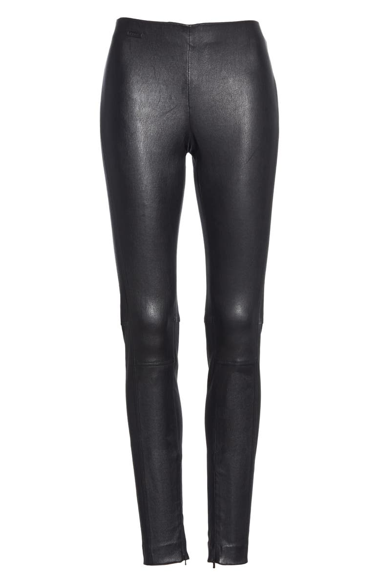 Polo Ralph Lauren Leather Leggings, Alternate, color, Polo Black