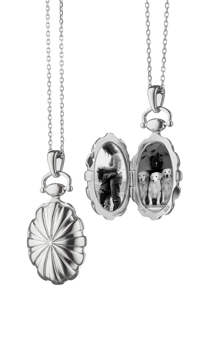 Monica Rich Kosann Petite Sunburst Locket Necklace, Alternate, color, Silver