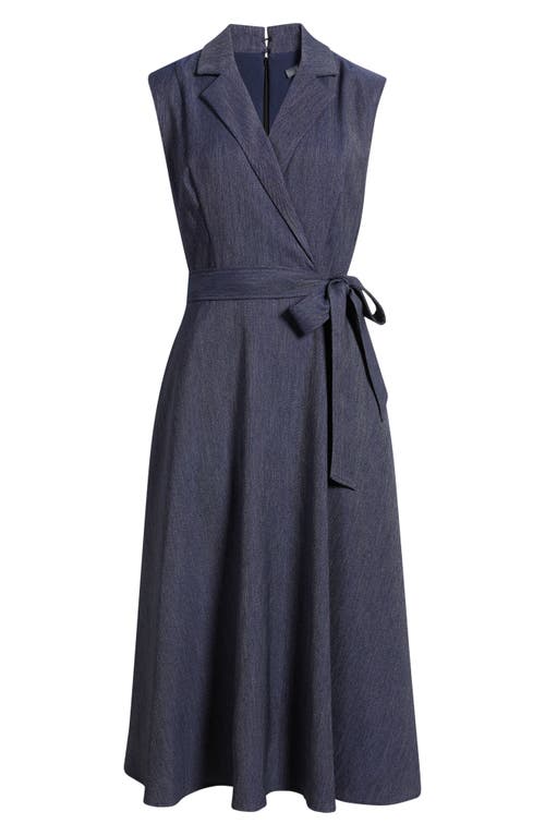 Julia Jordan Sleeveless Faux Wrap Midi Dress In Blue