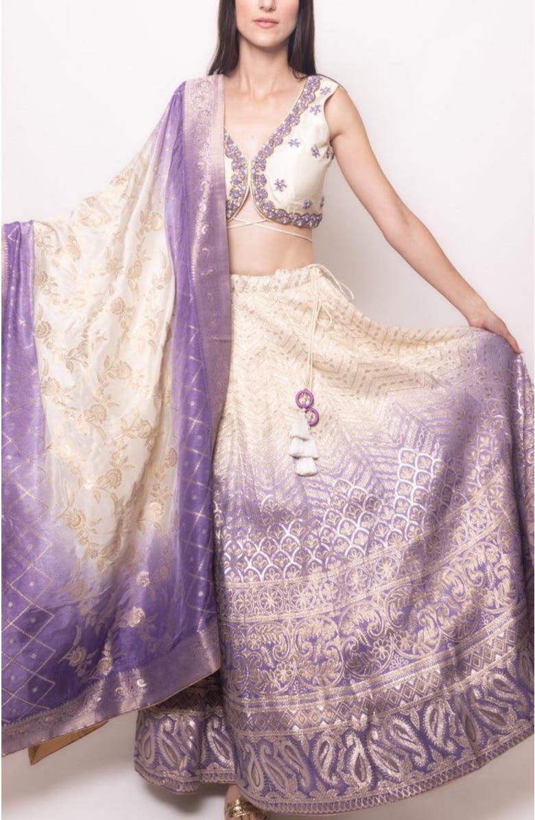 RAAS Lily Banarasi Silk Shaded Lehenga Choli, Alternate, color, Off-White Shaded