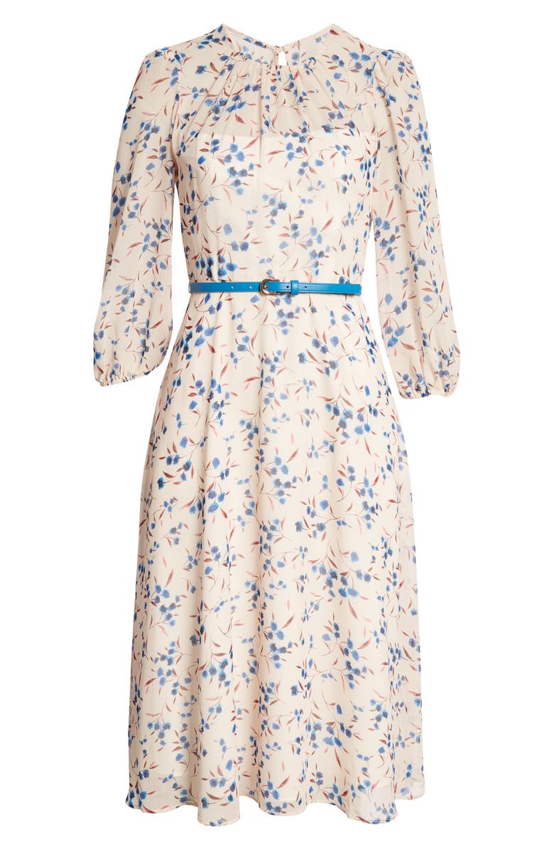 Harper Rose Floral Print Belted Midi Dress, Alternate, color,