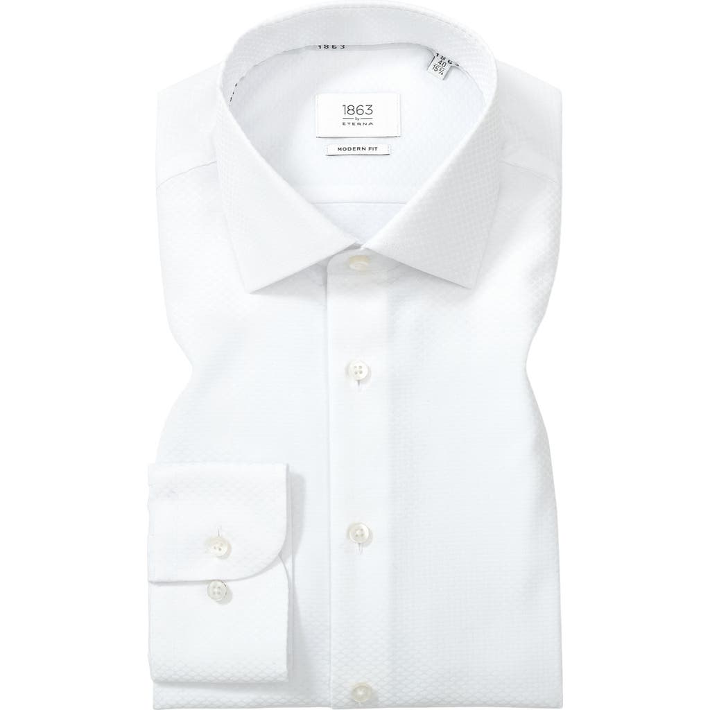 1863 By Eterna Modern Fit Micropattern Non-iron Cotton Dobby Dress Shirt In White