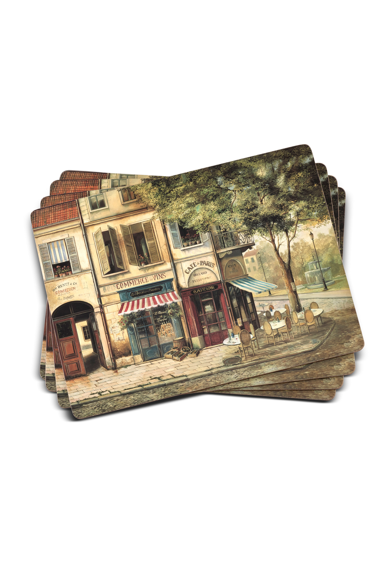 Parisian Scene Set of 4 Cork Back Placemats, Main, color, Multi
