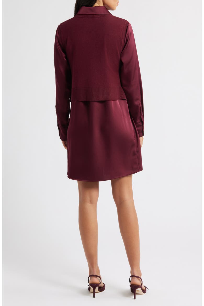Layered Mixed Media Dress, Alternate, color, BORDEAUX