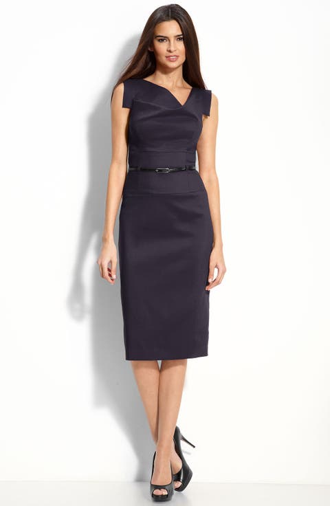 Jackie Belted Stretch Gabardine Sheath Dress