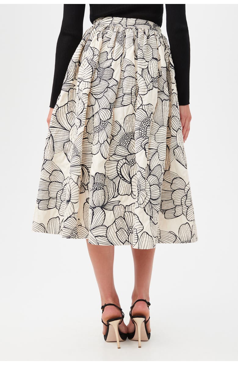 Trina Turk Aurelia A-Line Midi Skirt, Alternate, color, Savanna Sand/Black