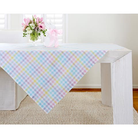 Linen Table Throw - Gingham Check, 52" x 52", 52" x 52"