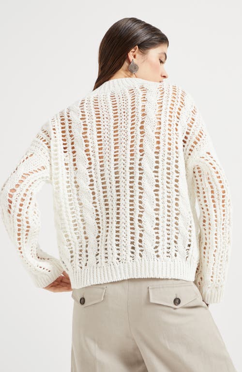 Shop Brunello Cucinelli Cable & Mesh Sweater In Panama