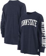 PRESSBOX Women's Pressbox Heathered Navy Penn State Nittany Lions Two-Hit Canyon Long Sleeve T-Shirt