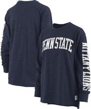 PRESSBOX Women's Pressbox Heathered Navy Penn State Nittany Lions Two-Hit Canyon Long Sleeve T-Shirt