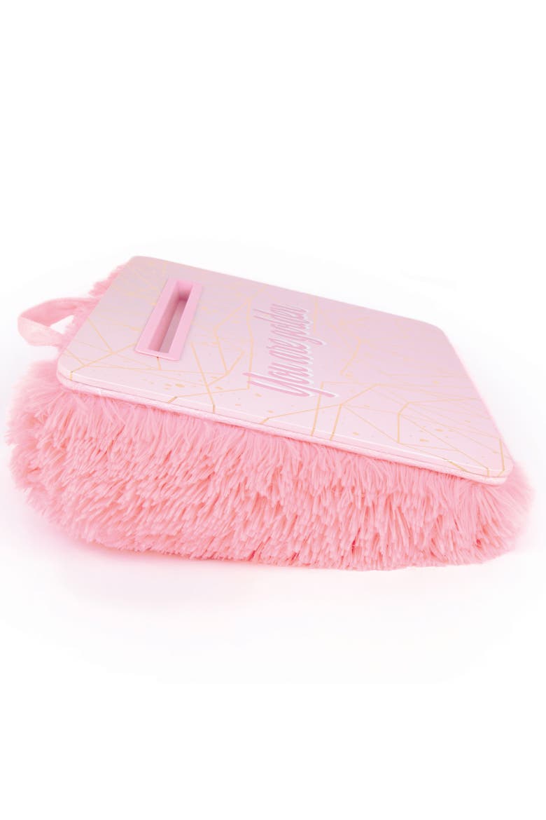 3C4G Pink & Gold Deluxe Fur Lap Desk, 12 Inch x 17 Inch, Alternate, color, Pink