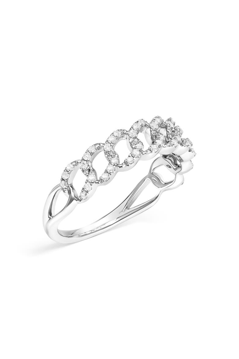 .925 Sterling Silver 1/4 ctw Diamond Curb Link Band Ring, Alternate, color, Silver