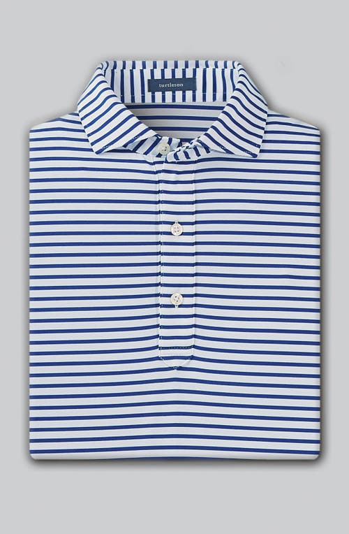 Turtleson Gus Stripe Performance Polo In Blue