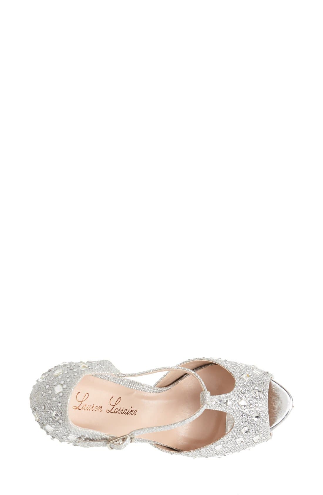 'Vivian' Crystal Platform Pump, Alternate, color, SILVER