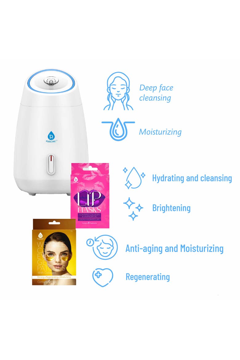 Deluxe Facial Steamer with 6 Soothing Eye Masks & 6 Nourishing Lip Masks, Alternate, color, Multicolor