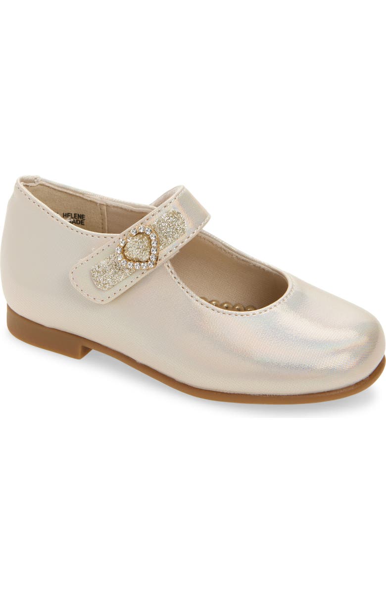 RACHEL SHOES Kids' Lil' Helene Mary Jane Flat, Main, color, Ivory Shimmer