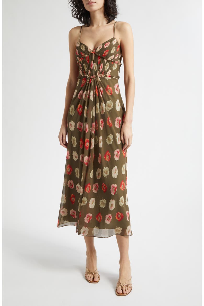 Floating Poppies Carline Slipdress, Main, color, DARK OLIVE MULTI