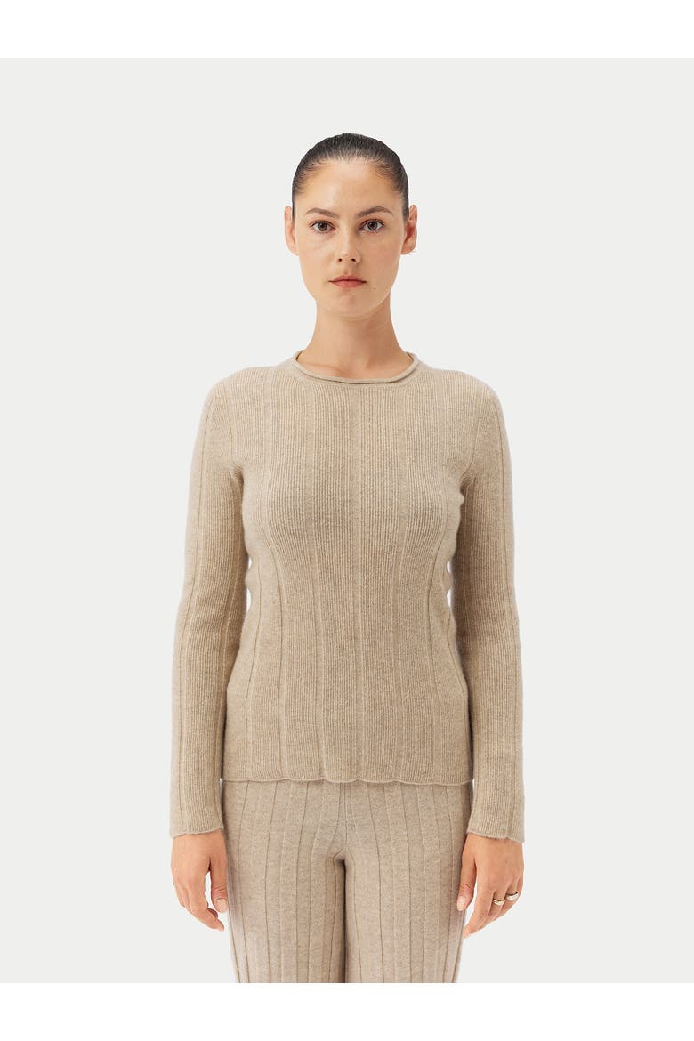C-Neck Cashmere Sweater, Alternate, color, warm grey