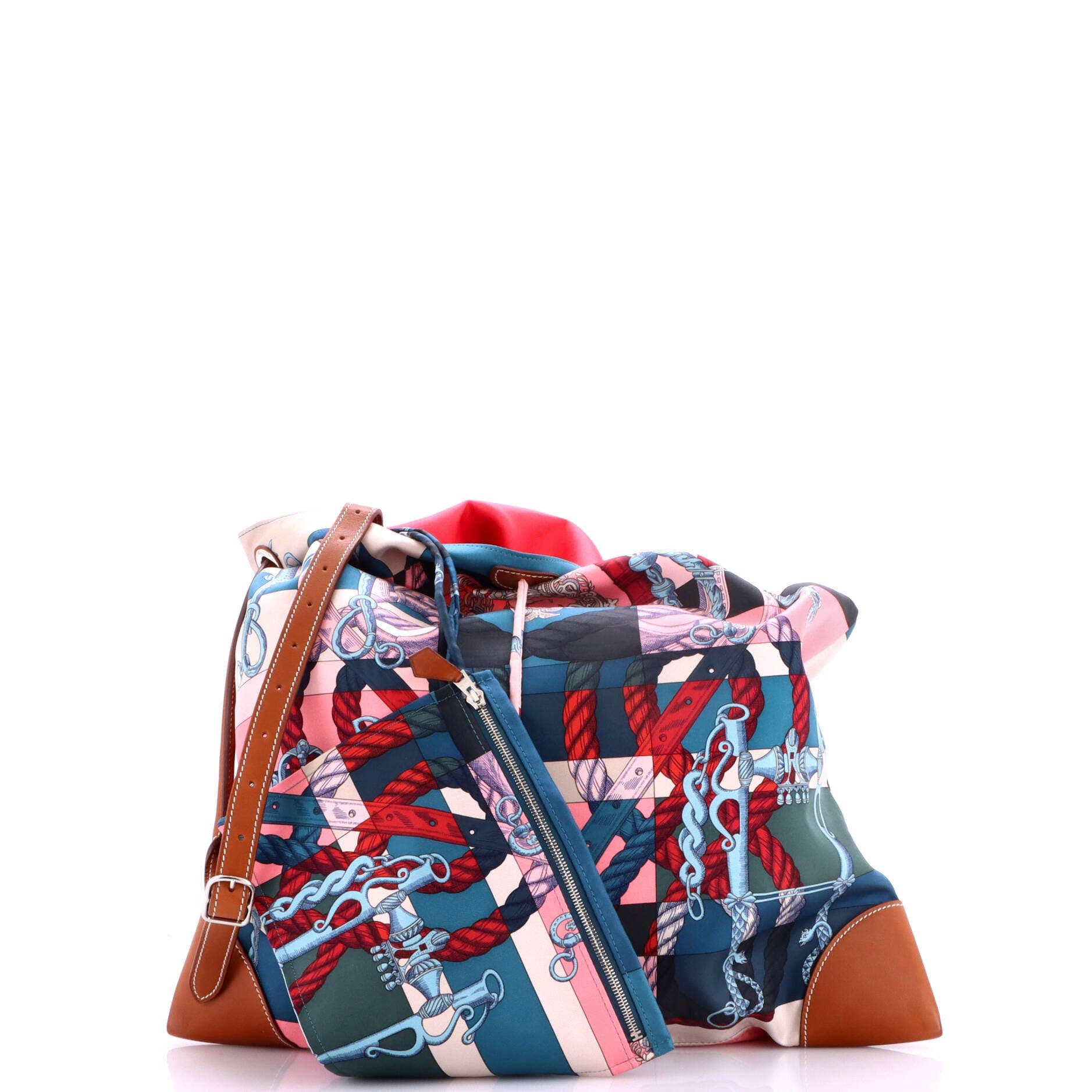 Silky City Bag Printed Silk and Leather GM, Alternate, color, Blue