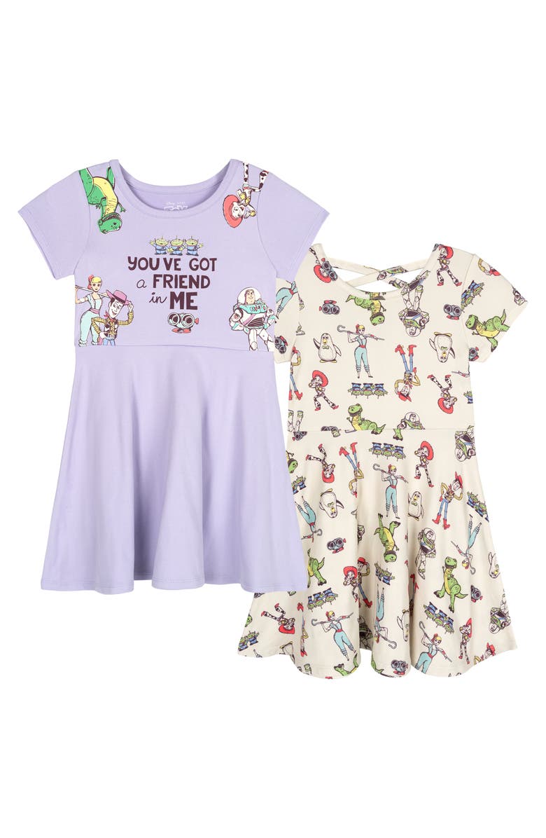Disney Toy Story 2-Piece Skater Dress Set, Main, color, Woody Buzz Lilac Cream
