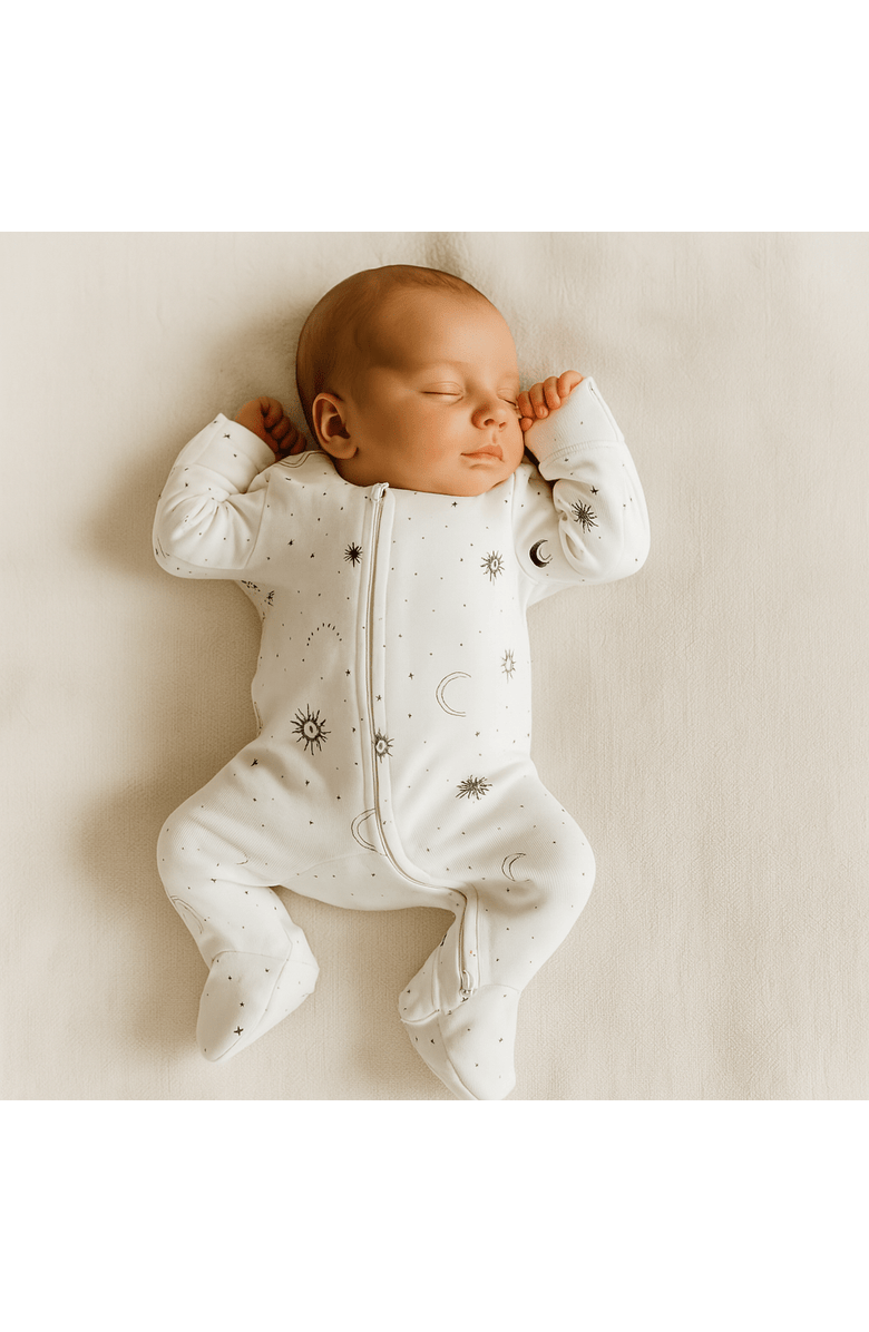 Finn + Emma Organic Zip- up Footie | Celestial, Main, color, Celestial