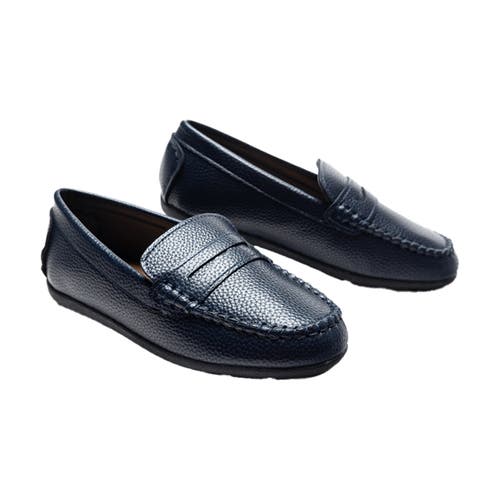 Moustache Navy Faux Leather Penny Loafers By Childsplay Clothing