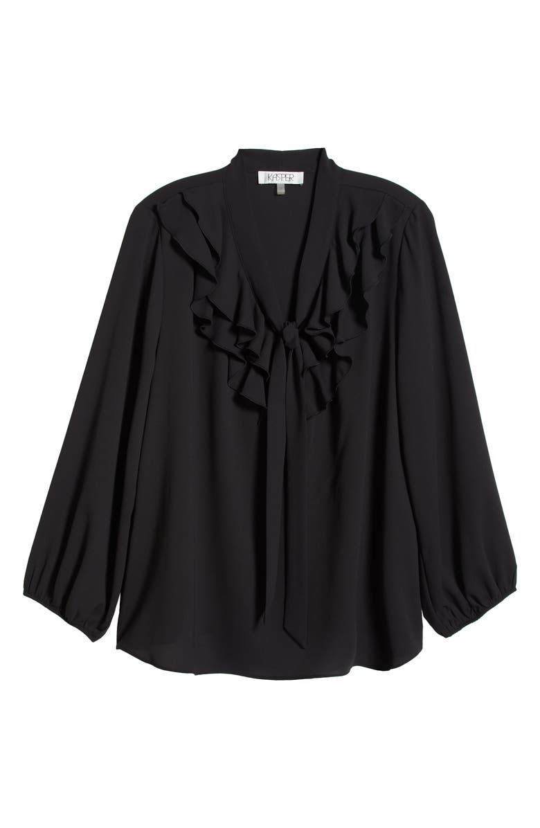 KASPER Ruffle Tie Front Crepe Top, Alternate, color, 