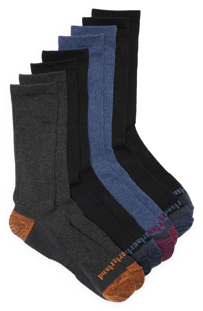 Timberland Assorted 4-Pack Comfort Crew Socks, Main, color, Combo Black Charcoal Denim