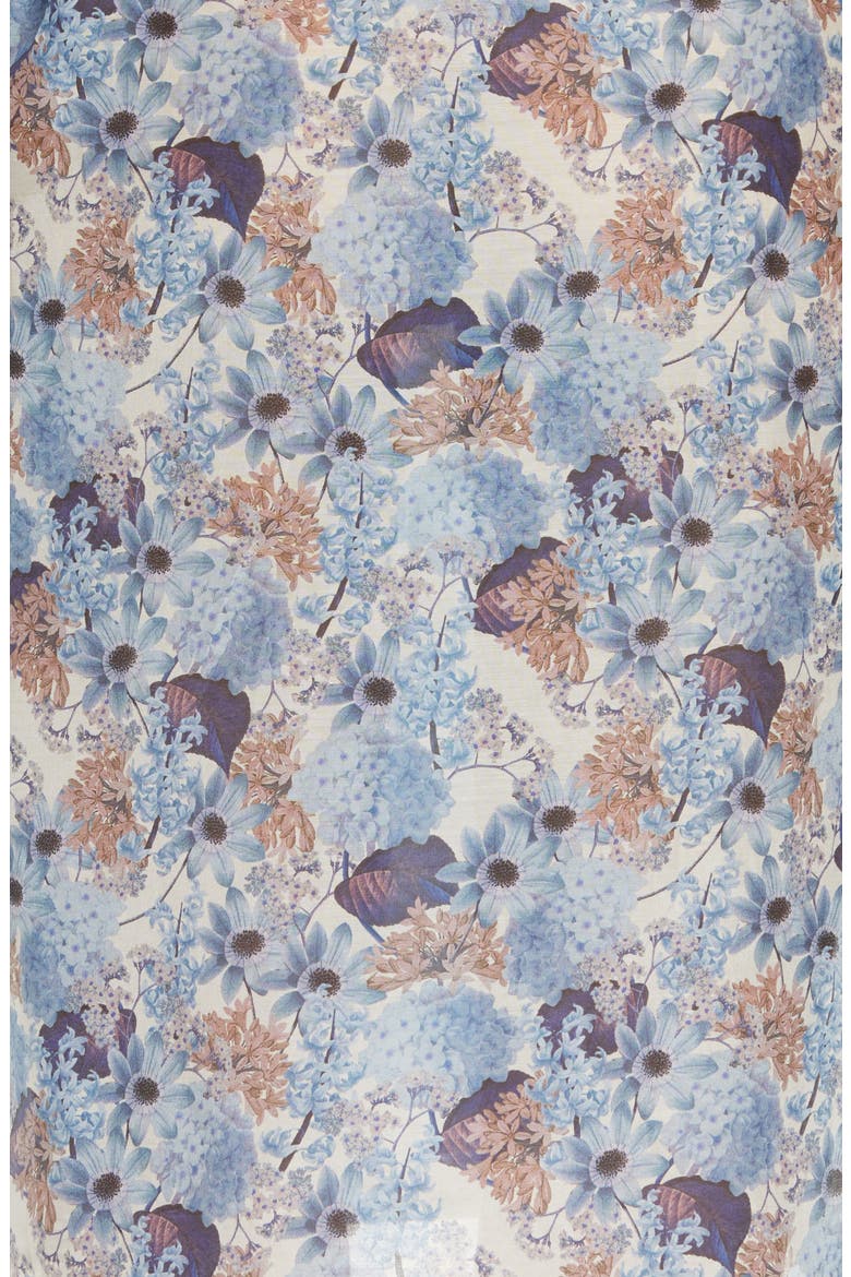 Paloma Floral Cotton & Silk Robe, Alternate, color, BLUE