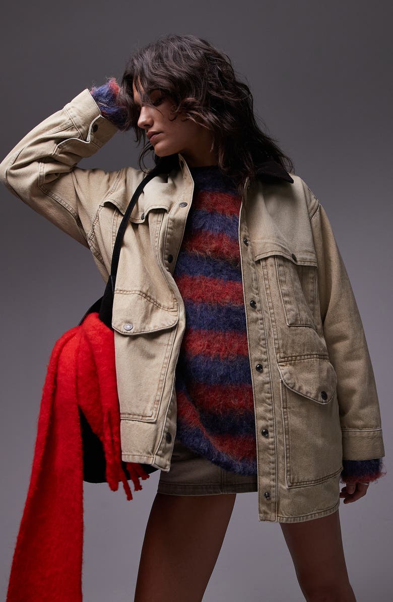 Topshop Denim Barn Jacket, Main, color,