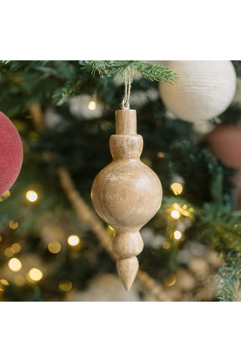 5" Wooden Finial Christmas Ornaments, Alternate, color, Brass