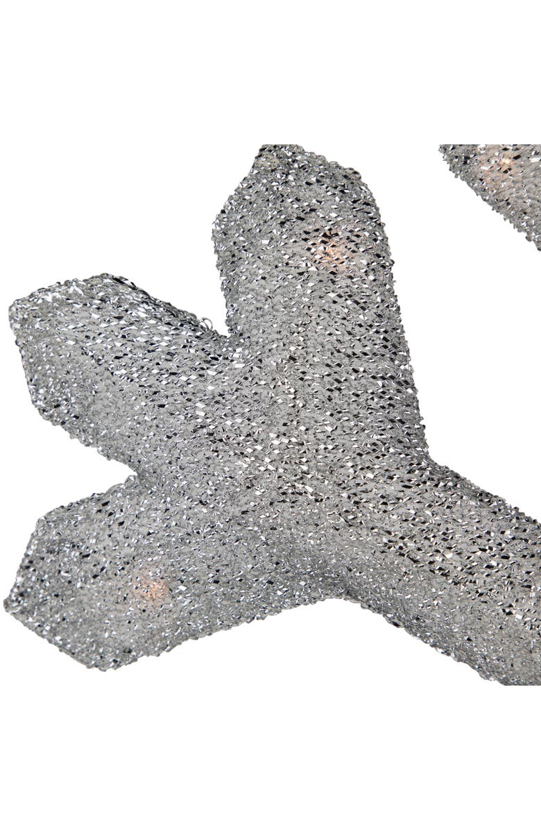 Northlight Lighted Tinsel Snowflake Christmas Window Decoration - 20" - Silver - Clear Lights, Alternate, color, 