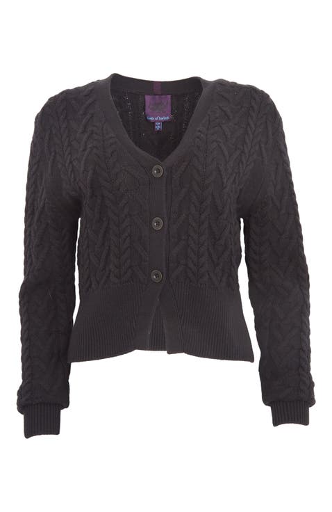 Samantha Cashmere Blend Cable Knit Cardigan Sweater