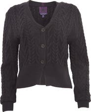 Lords of Harlech Samantha Cashmere Blend Cable Knit Cardigan Sweater