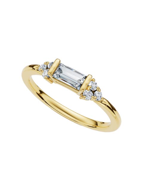 Emerald Diamond Stackable Wedding Ring Women Anniversary Band 14k Gold Lab Grown