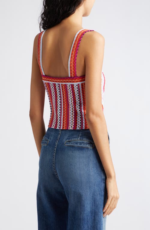 Ramy Brook Vera Stripe Crochet Camisole In Orange/ivory Multi