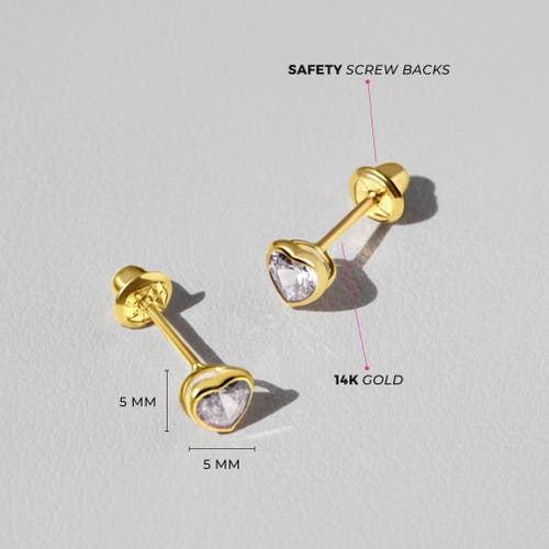 In Season Jewelry 14k Bezel Cubic Zirconia Heart Earrings In Gold